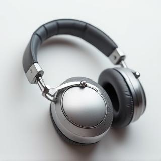 High-resolution audio headphones, silver finish